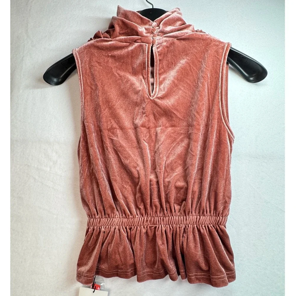 Cider Womens Rust Color Velvet Sleeveless High Cowl Neck Top S  NWT - Picture 2 of 9